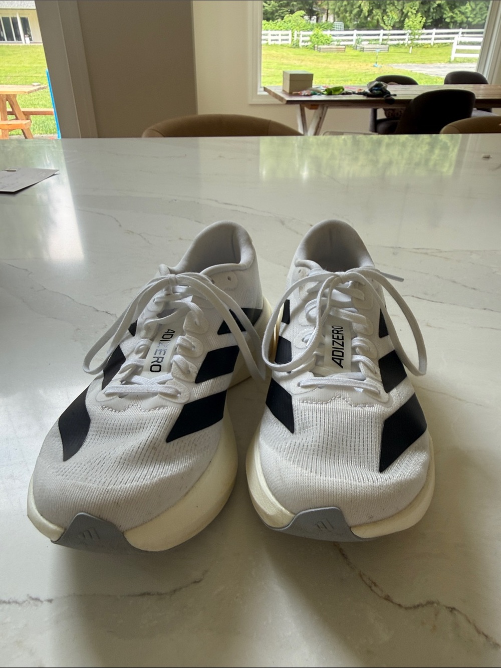 adidas Adizero Men's White and Black Athletic Running Shoes